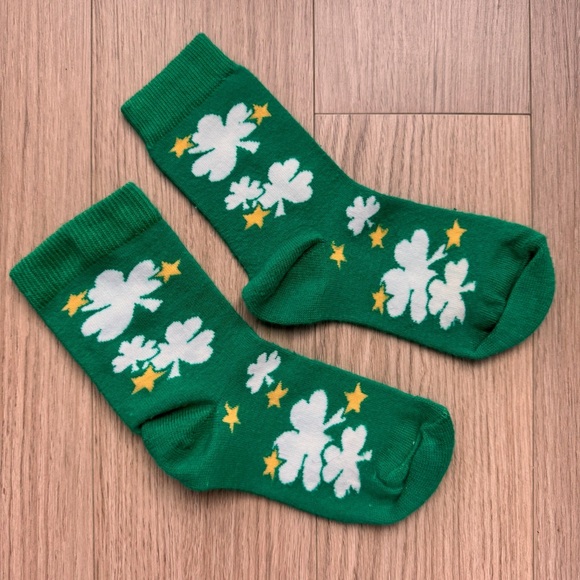 Accessories - St. Patrick’s Day Green Socks White Shamrock Yellow Star Leprechaun ☘️ Festive
